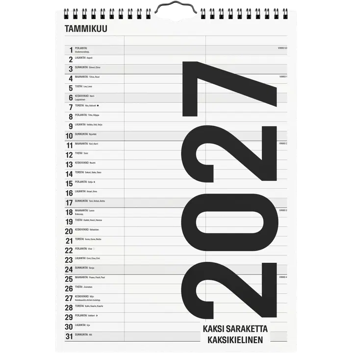 Burde Familjekalender 2027 Black & White