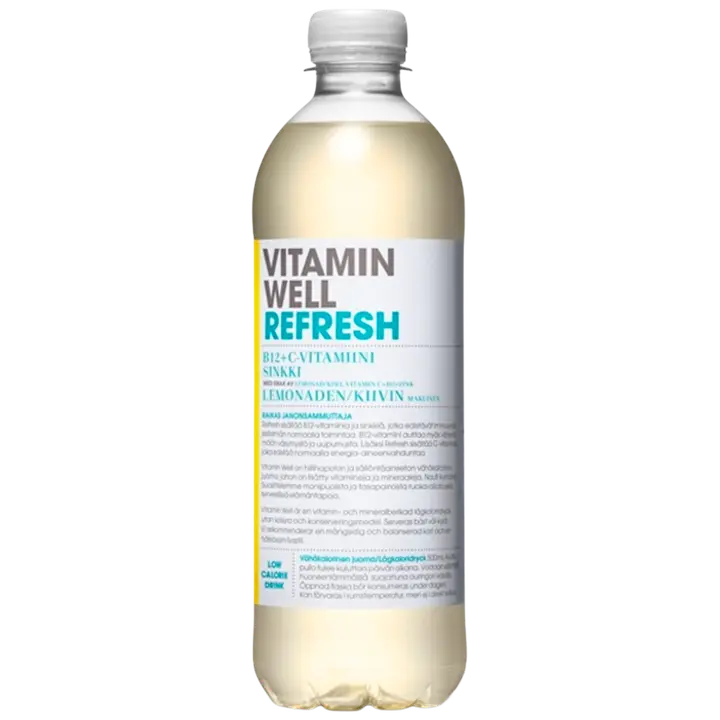 Vitamin Well Refresh lemonaden ja kiivin makuinen vitaminoitu hiilihapoton juoma 500ml