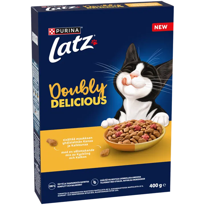 Purina Latz Doubly Delicious Kanaa ja Kalkkunaa Kissan kuivaruoka 400g
