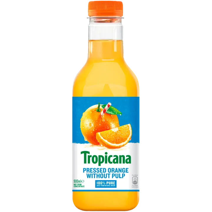 Tropicana pressed orange juice without pulp appelsiinitäysmehu ilman hedelmälihaa 0,9l