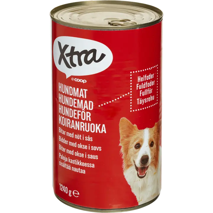 Xtra koiranruoka paloja kastikkeessa, sisältää nautaa 1240 g