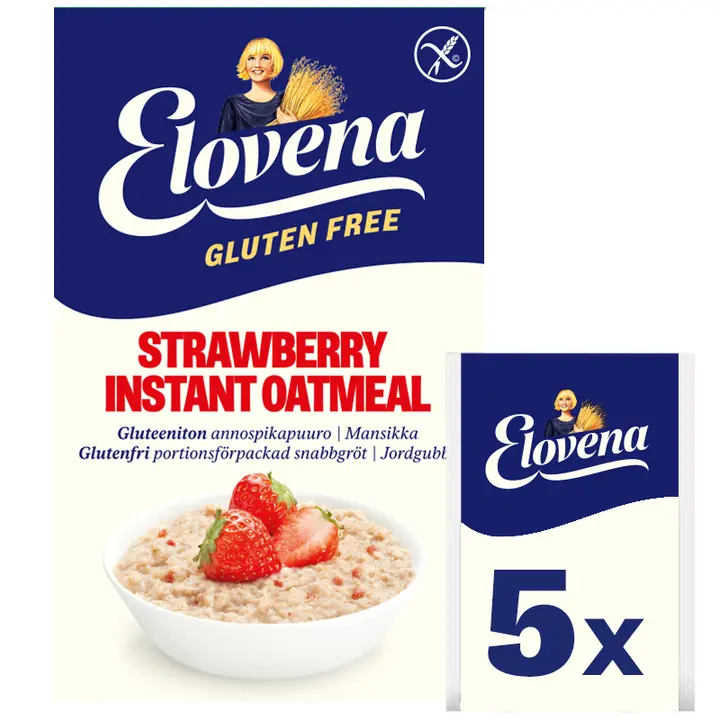 Elovena gluteenivabad maasika-kiirpudruportsjonid 5 × 40 g