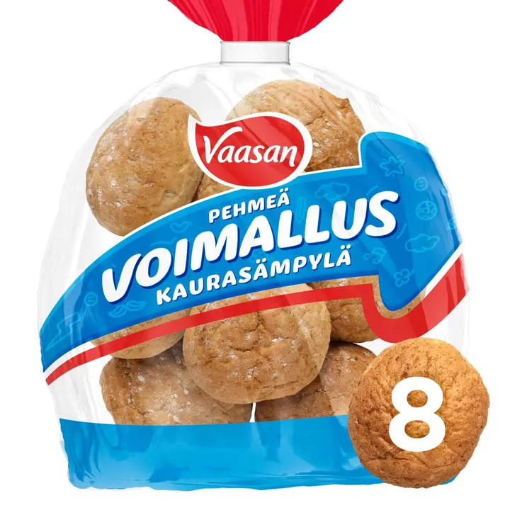 Vaasan Voimallus Kaurasämpylä kaurainen sämpylä 480 g 8 kpl