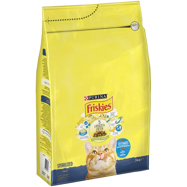 Friskies 3kg Sterilised Cats lohta ja kasviksia kissanruoka