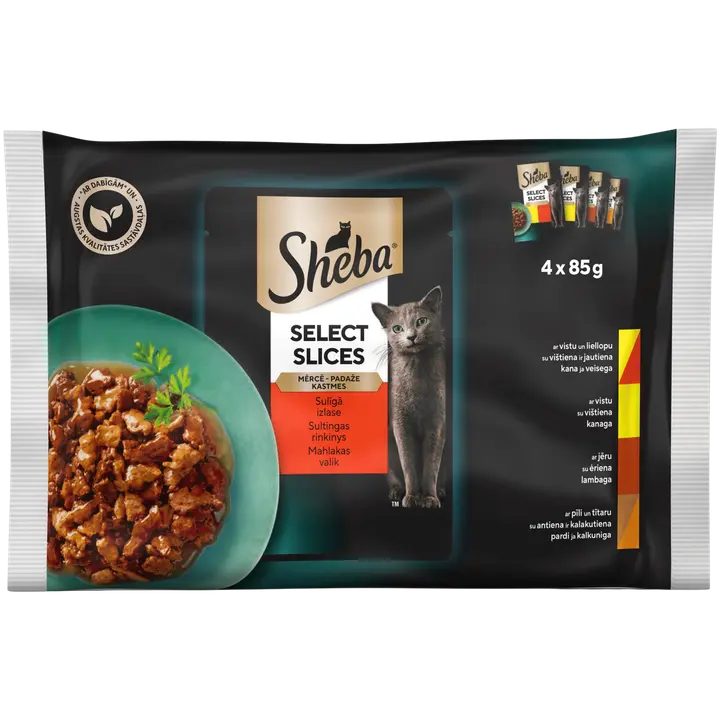Sheba kiisueine Select Slices mahlakas valik kastmes, 4 x 85 g