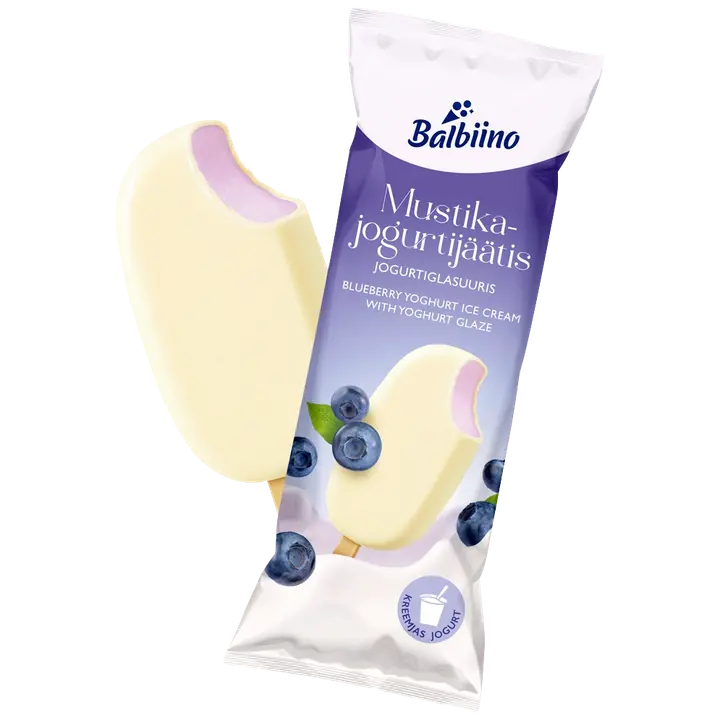 Balbiino mustika-jogurtijäätis jogurtiglasuuris 80ml/54g