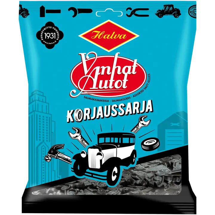 Halva Vanhat Autot Korjaussarja salmiakkimakeisia 120 g