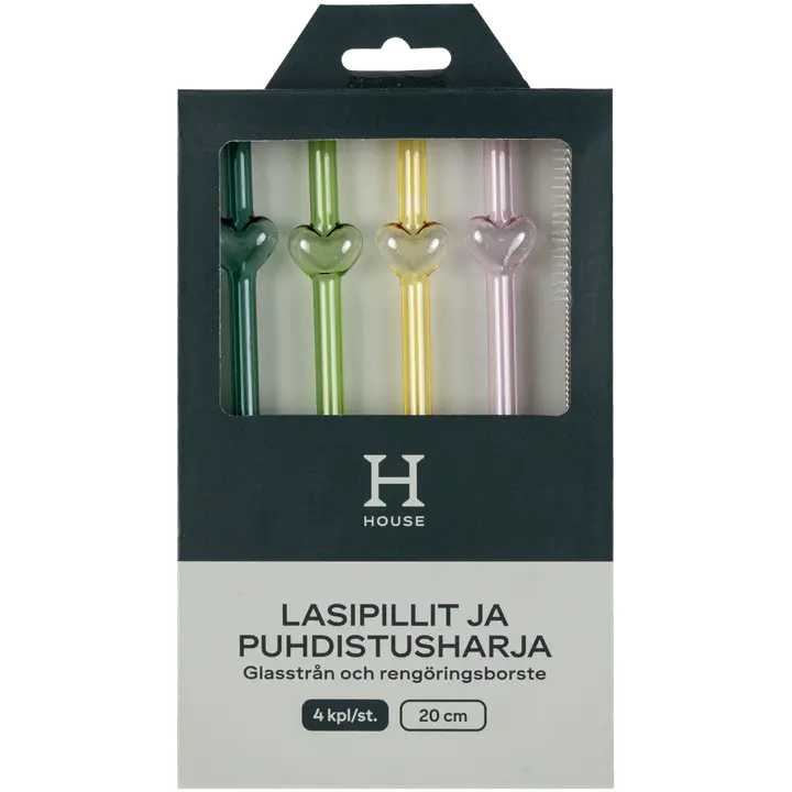House lasipillit 4 kpl ja puhdistusharja