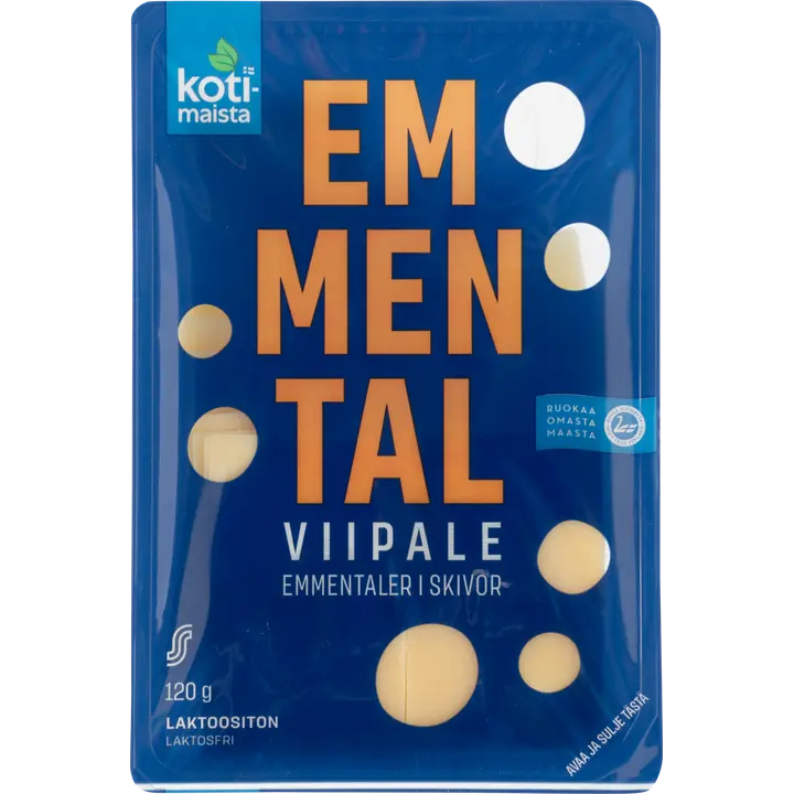 Kotimaista emmentaljuusto viipale 120 g