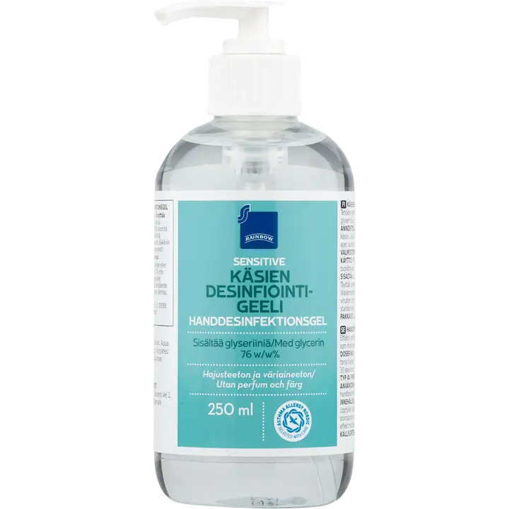 Rainbow käsien desinfiointigeeli sensitive 250 ml