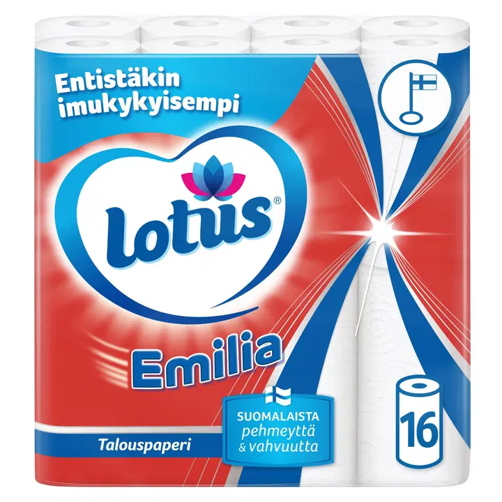 LOTUS Emilia valkoinen talouspaperi 16 rll