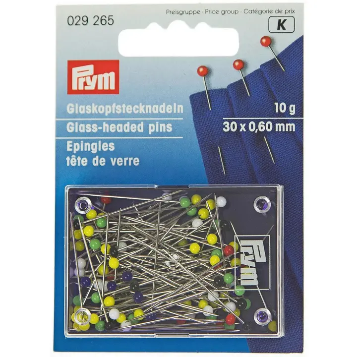 Prym lasipäiset nuppineulat 10g/pakkaus