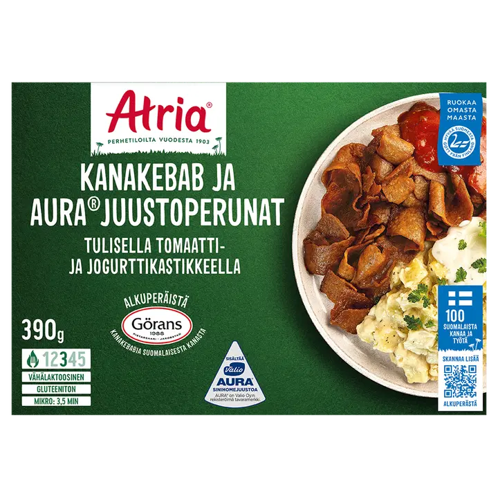 Atria Kanakebab ja Aura®juustoperunat 390g