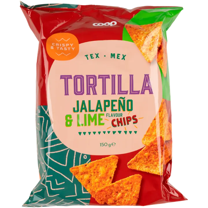 Coop tortilla chips jalapeno ja lime 150 g