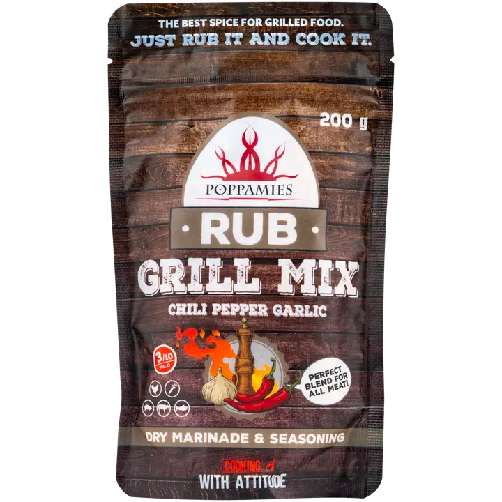 Poppamies Rub Grill Mix chili-pepper-garlic mausteseos 200g