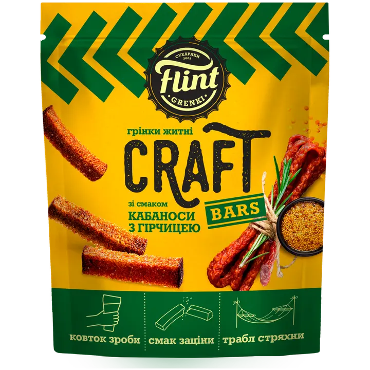 Flint craft grenki kabanoss vorstikese ja sinepimaitselised leivakesed 90g