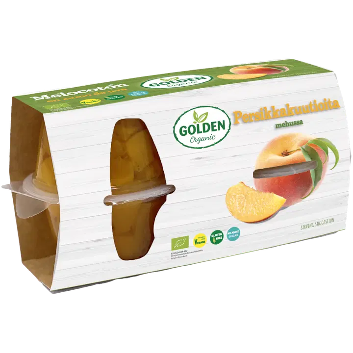 Golden persikkakuutiota mehussa luomu 4x113/4x65g