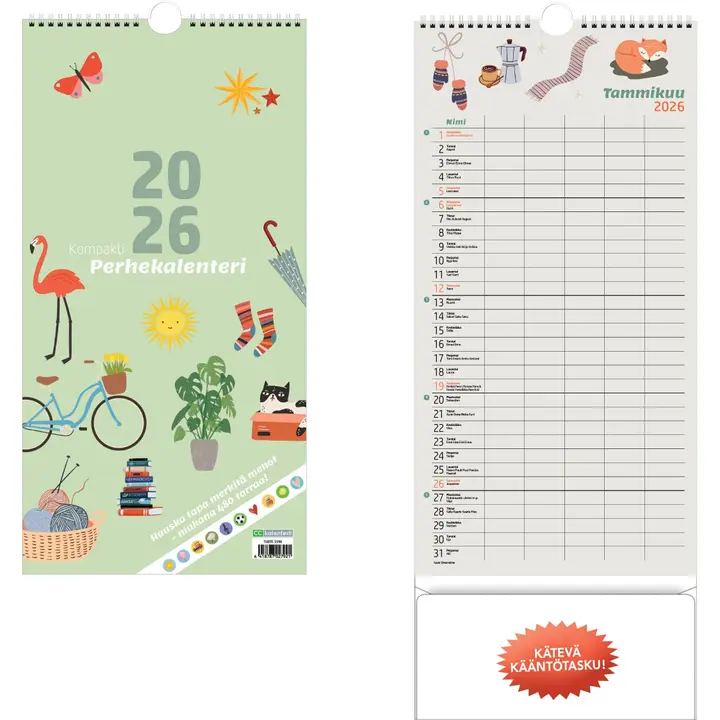 Seinäkalenteri Kompakti Perhekalenteri 2026