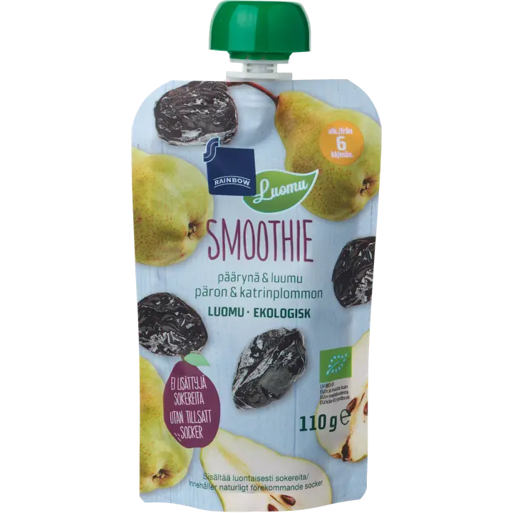 Rainbow smoothie päärynä & luumu luomu 110 g 6 kk