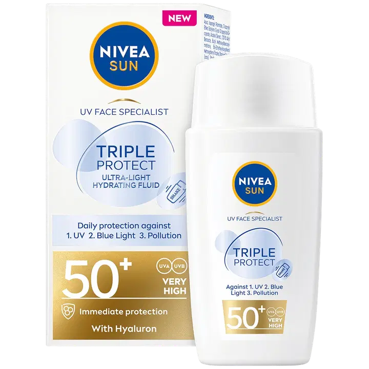 NIVEA SUN 40ml UV Face Triple Protect Fluid SK50+ -aurinkovoide