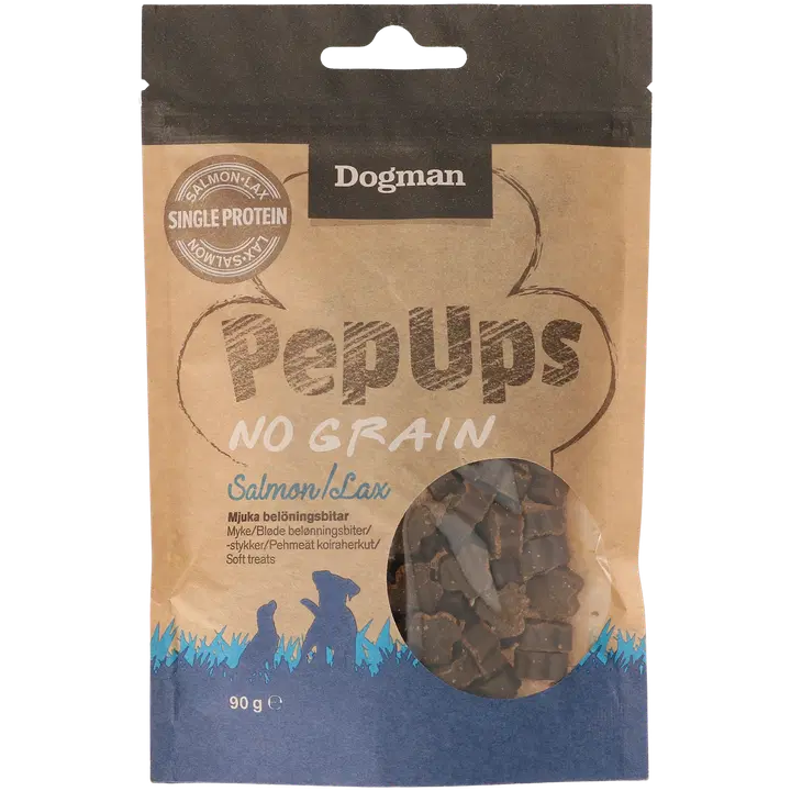 Dogman Pep Ups No Grain Lohi pehmeät koiranherkut viljaton 90g