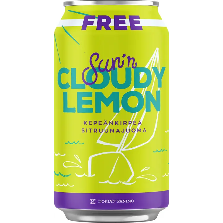 Sun'n Cloudy Lemon Free 0,33l sokeriton virvoitusjuoma