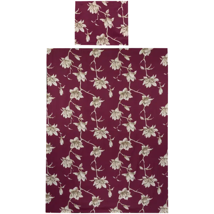 Voodipesukomplekt blomster 150x210+55x65 punane