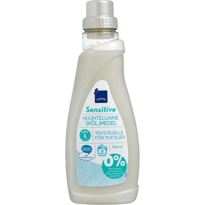 Rainbow 750ml sensitive tekstiilien huuhteluaine hajusteeton
