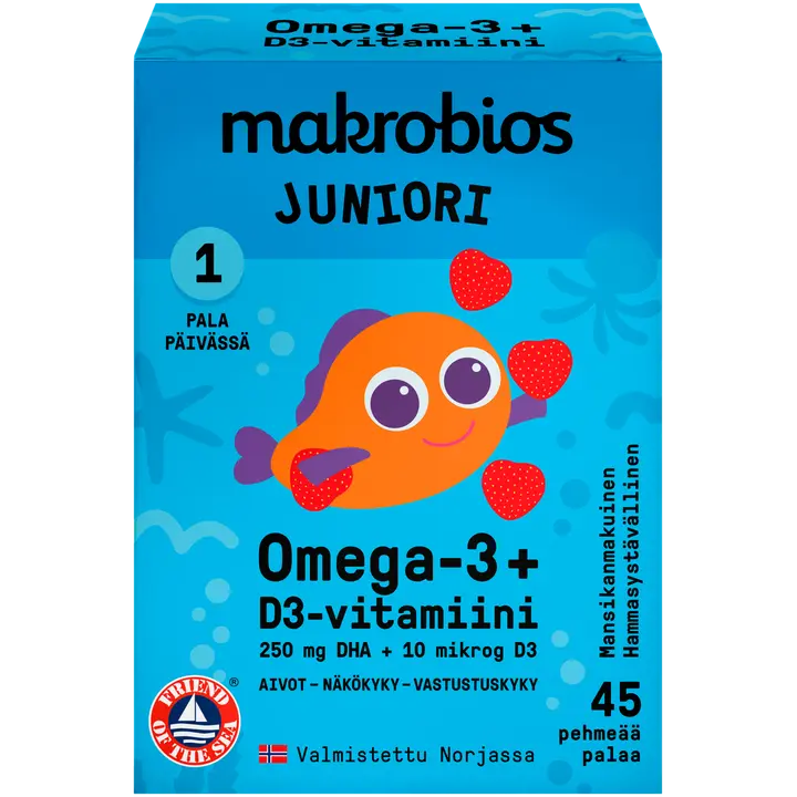 Makrobios Juniori Omega-3 + D3-vitamiini 45 kpl 63g
