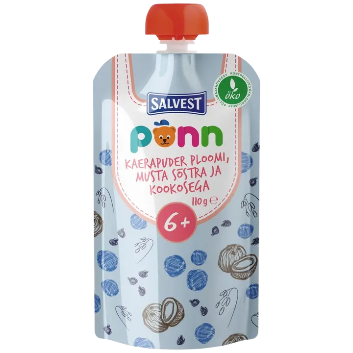 Põnn öko kaerapdr ploom-musts-kookos 110g