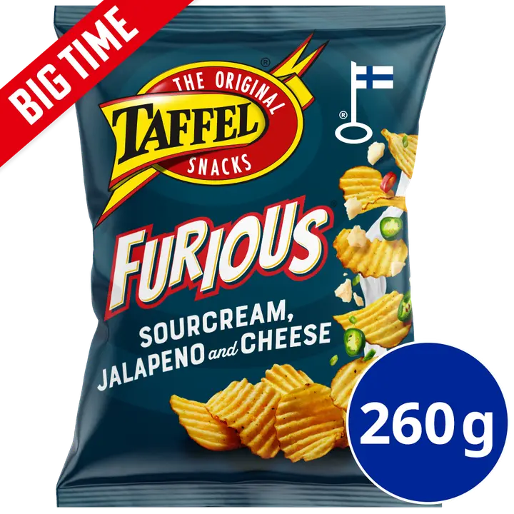 Taffel Furious sourcream chili jalapeno & cheese maustettu sipsi 260g