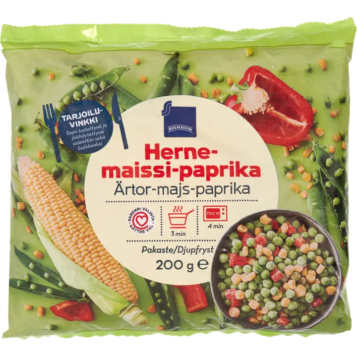 Rainbow 200g herne-maissi-paprika pakaste