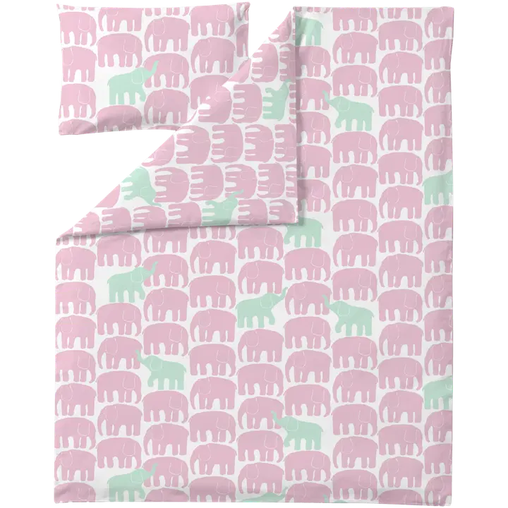 Finlayson lasten pussilakanasetti Elefantti Vapaa120X160+40X60 vaal.punainen-minttu