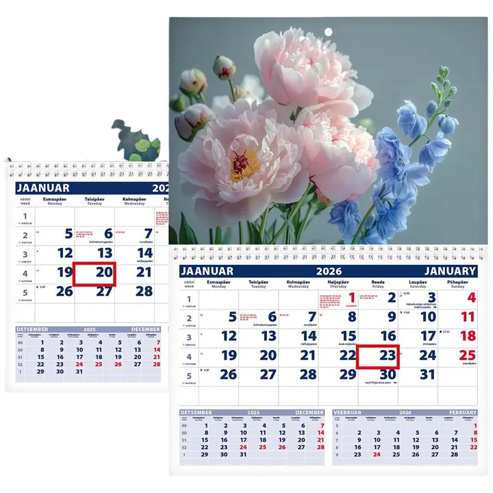 Seinakalender uno, avatud mõõt 297 x 425