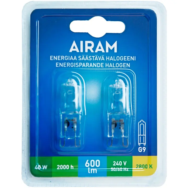 Airam Ecohalogen 42W G9 2-pack blister 625lm 2000h