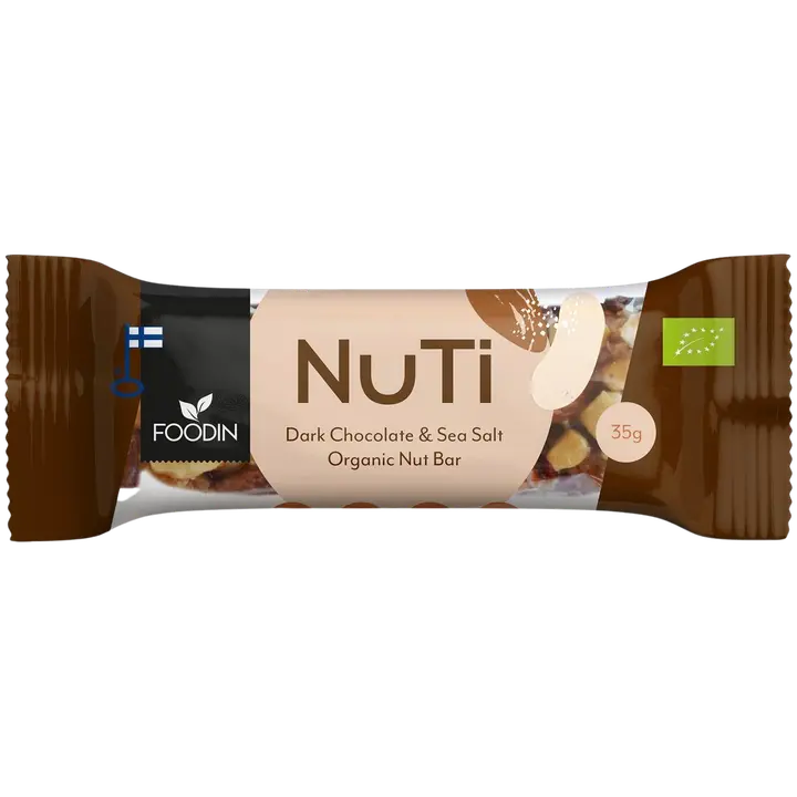 Foodin NUTI, Tumma Suklaa & Merisuola, luomu 35g
