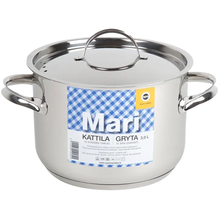 Opa Mari Steel -kattila ruostumaton teräs 3,0l