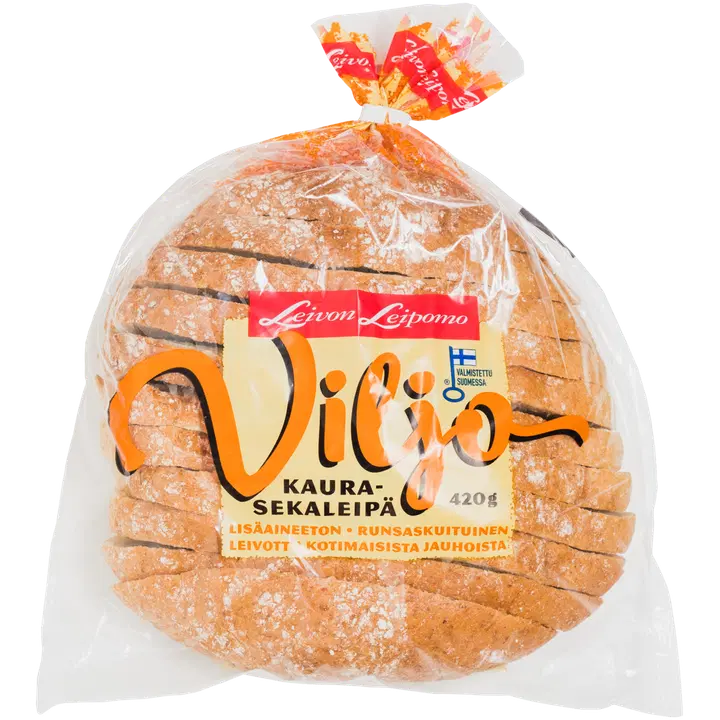 Leivon Leipomo Viljo Kaurasekaleipä 420g viipaloitu
