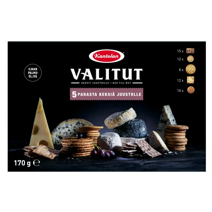 Kantolan Valitut 5 Parasta sortiment av salta kex 170g