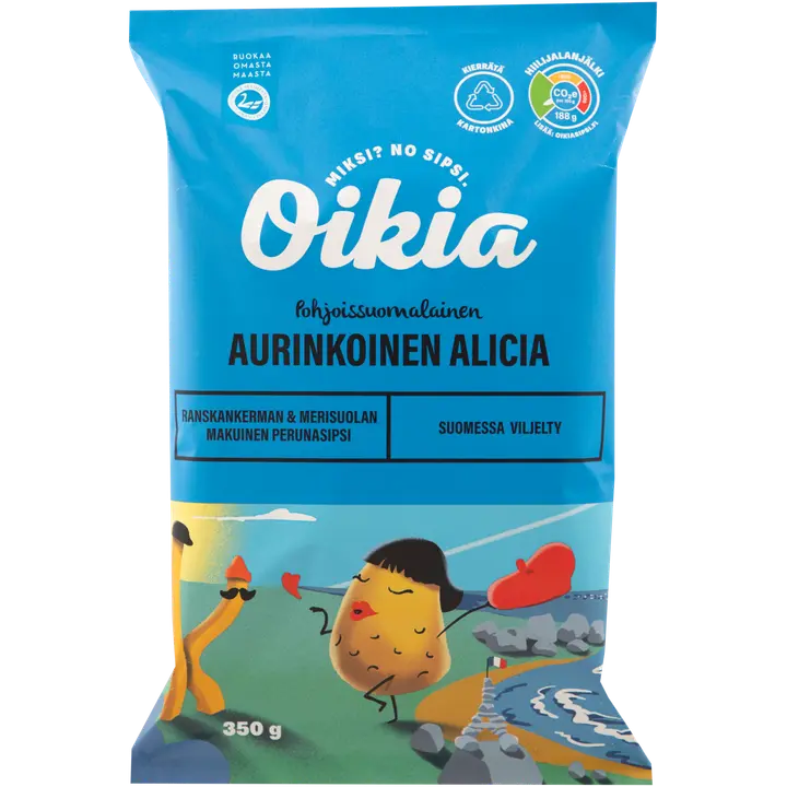 Oikia Aurinkoinen Alicia Ranskankerman & Merisuolan makuinen perunasipsi 350g