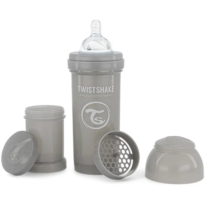 Twistshake Anti-koliiki tuttipullo 260ml Harmaa