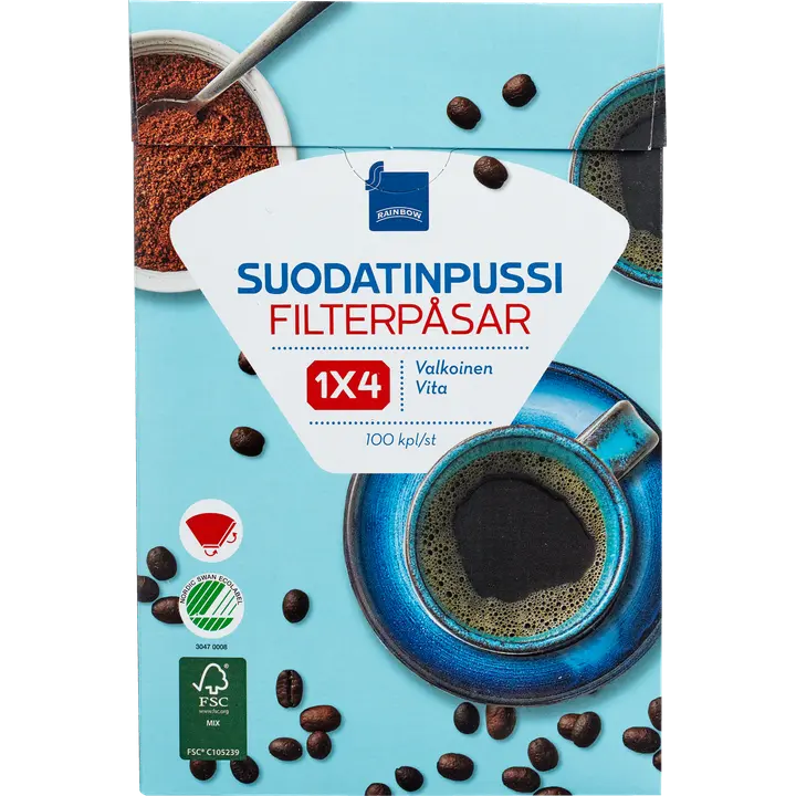Rainbow suodatinpussi 1x4 valkoinen 100kpl