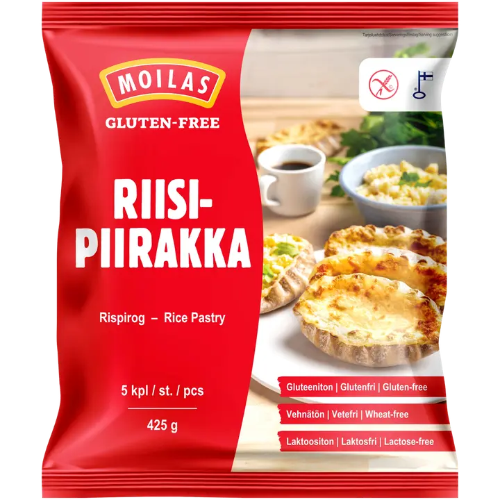 Moilas Gluten-Free riisipiirakka 5kpl 425g kypsä pakaste