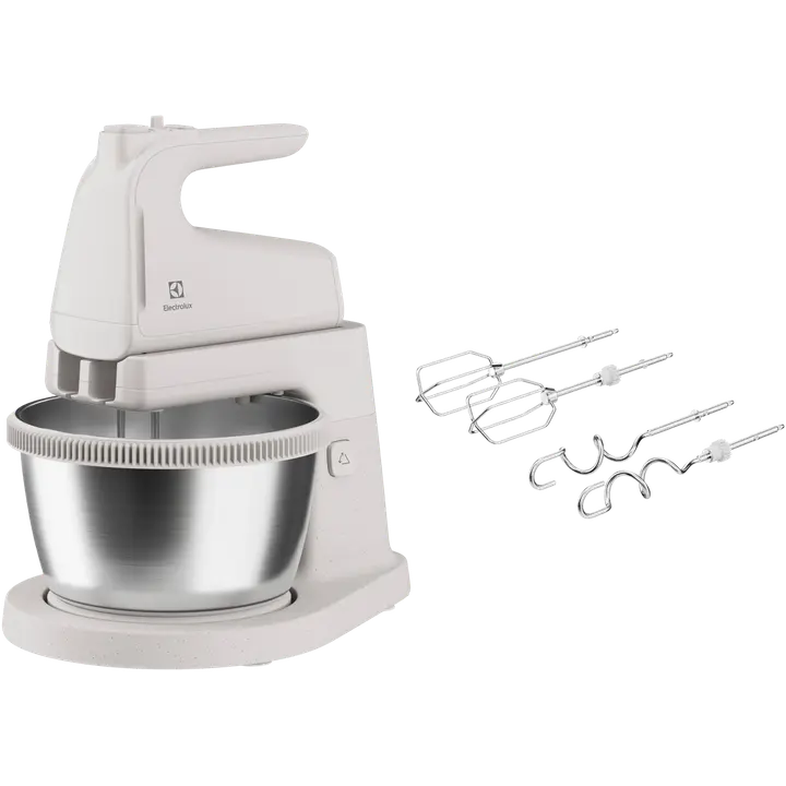Electrolux kaksoisvatkain ESM4W, vatkain 500w ja teräskulholla. Vatkaimet ja taikinakoukku