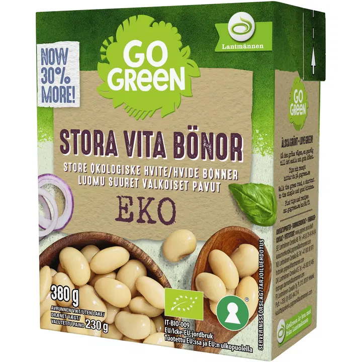 GoGreen Luomu Suuret Valkoiset Pavut 380g