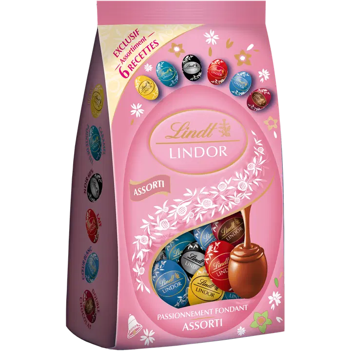 Lindt LINDOR suklaamunat pehmeällä täytteellä lajitelma 350g