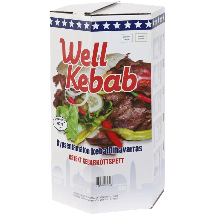 Well Kebab 28kg kypsentämätön kebab naudanlihavarras