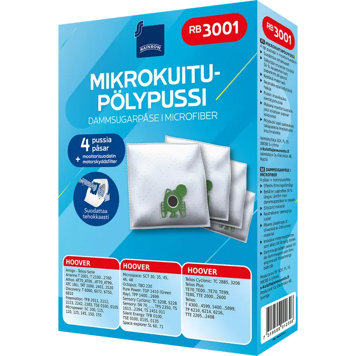 Rainbow pölypussi RB3001 4kpl + moottorisuodatin