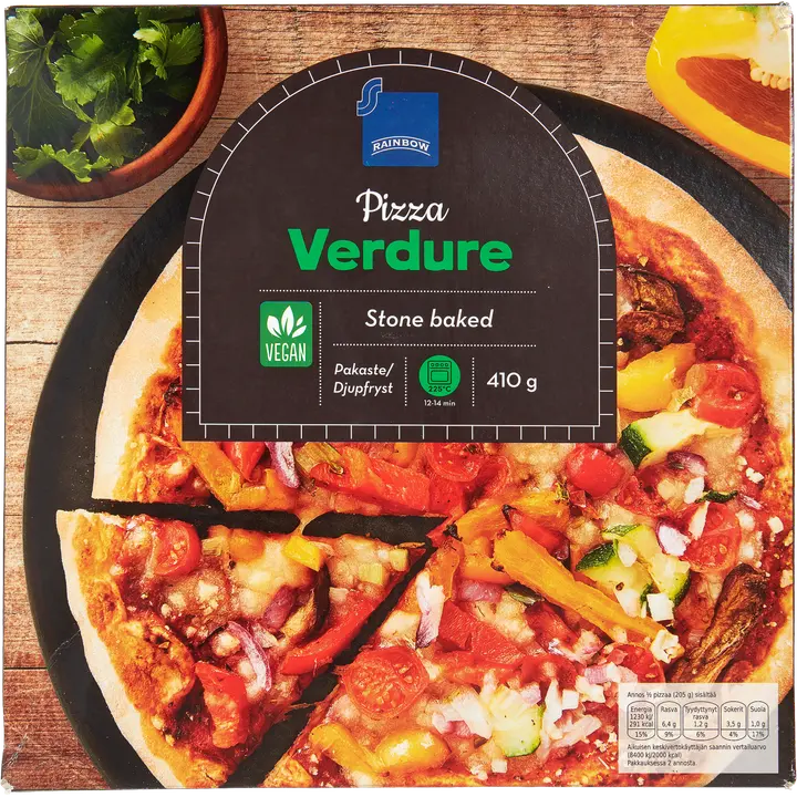 Rainbow Verdure vegaaninen kasvispizza pakaste 410g