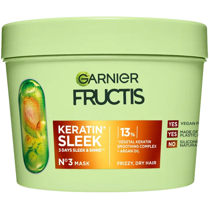 Garnier Fructis Keratin Sleek Hiusnaamio pörröisille hiuksille 370 ml